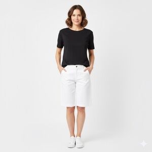 TALBOTS Cotton Blend Black Short Sleeve Tee Shirt Like New MADE IN KOREA Sz XL